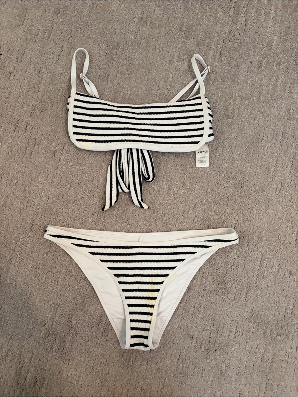 l*space White Bikini Top with Black Trim